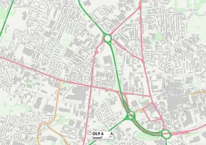 Oldham OL9 6 Postcode Sector Map Print