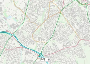 Oldham OL9 7 Print Map Sector