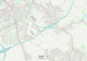 OL - Oldham Prints: Rochdale OL16 4 Print Postcode Sector Map