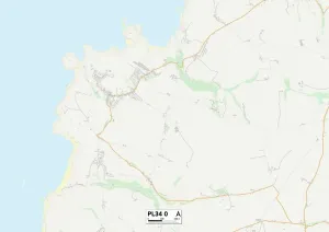 PL34 0 Print Map of Cornwall Area
