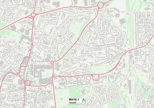 Crawley RH10 1 Postcode Sector Print Map