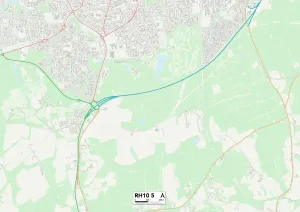 RH10 5 Print Map of Crawley Postcode Sector