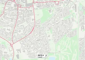 RH10 6 Postcode Sector Print Map of Crawley