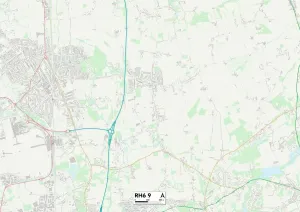 RH - Redhill Prints: RH6 9 Postcode Sector Print Map of Crawley