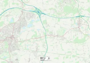 RH1 4 Postcode Sector Print Map of Reigate and Banstead