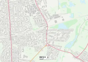 RM - Romford Prints: RM10 8 Print Map of Barking and Dagenham Area