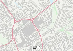 Romford RM1 3 Postcode Sector Print Map