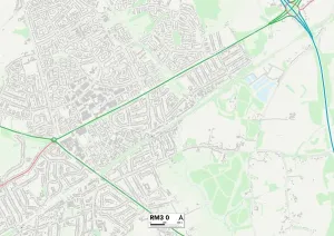 RM - Romford Prints: RM3 0 Print Map of Havering Postcode Sector