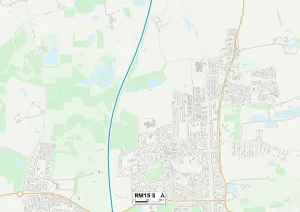 RM15 5 Postcode Sector Print Map of Thurrock