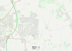 RM - Romford Prints: Thurrock RM16 4 Print Postcode Sector Map