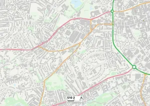 S - Sheffield Prints: Sheffield S10 2 Postcode Sector Print Map