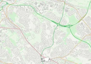 Sheffield S2 1 Postcode Sector Print Map