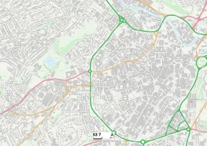 Sheffield S3 7 Print Map Postcode Sector