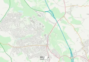 Sheffield S35 2 Postcode Sector Print Map