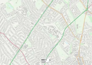 SM - Sutton Prints: Sutton SM3 9 Postcode Sector Print Map