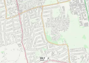 SM - Sutton Prints: Sutton SM6 9 Postcode Sector Print Map