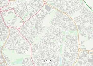 Swindon SN3 3 Postcode Sector Map Print