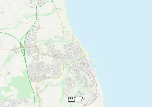 SR7 7 Print Map of County Durham Postcode Sector