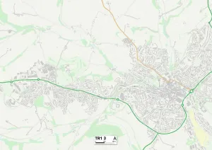 Cornwall TR1 3 Print Map Sector