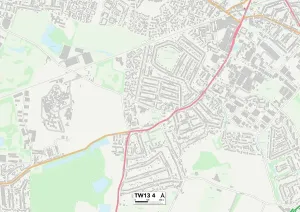 TW13 4 Postcode Sector Print Map of Hounslow
