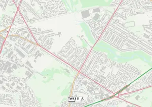 TW13 5 Postcode Sector Print Map of Hounslow
