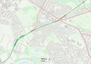 TW13 6 Postcode Sector Print Map of Hounslow