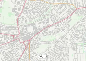 Hounslow TW3 1 Print Postcode Sector Map
