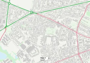 Hounslow TW4 7 Postcode Sector Map Print