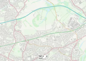 TW7 4 Postcode Sector Print Map of Hounslow