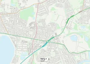 Spelthorne TW16 7 Postcode Sector Print Map