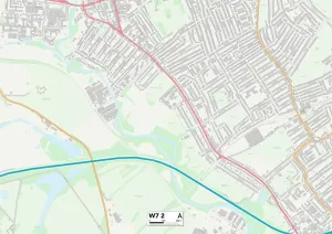 W - London W Prints: Ealing W7 2 Postcode Sector Print Map