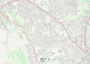 WF13 4 Print Map of Kirklees Postcode Sector