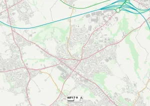WF17 9 Print Map of Kirklees Postcode Sector