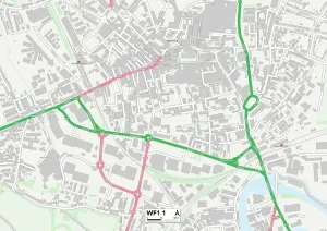 Wakefield WF1 1 Postcode Sector Print Map