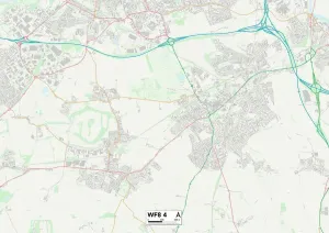 Wakefield WF8 4 Postcode Sector Print Map