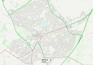 Lichfield WS13 6 Postcode Sector Print Map