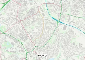 WS10 9 Print - A Map of Sandwells WS10 Postcode Sector