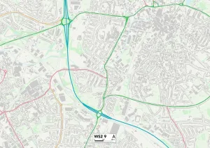 WS - Walsall Prints: Walsall WS2 9 Postcode Sector Print Map