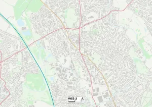 WS - Walsall Prints: Walsall WS3 2 Postcode Sector Print Map