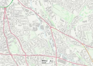 WV - Wolverhampton Prints: Wolverhampton WV2 2 Postcode Sector Map Print
