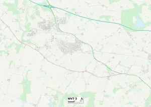 Wolverhampton WV7 3 Postcode Sector Print Map