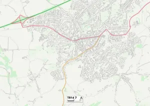 UK Map Prints: Cornwall TR14 7 Print Map Sector