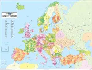 Colour-coded European Postcode Map Print
