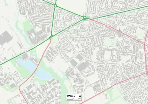 Hounslow TW4 6 Print Map Postcode Sector