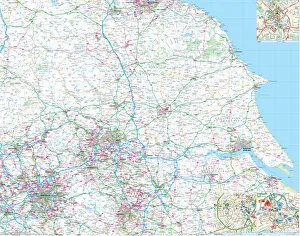 Yorkshire County Road Map Print