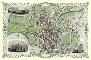 Prints of This is a splendid Victorian map by John Tallis 1851 of the historic Spa City of Bath in North East Somerset nestled between a bend on the River Avon Bath Prints: 1851 Old Map of Bath Print by John Tallis