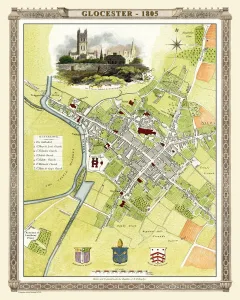 Prints of An attractive and detailed early 19th century reproduction town plan of Gloucester 1805 Gloucester Prints: Gloucester 1805 Town Plan Print