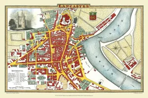 Prints of This is a fine detailed reproduction Map of The City of Lancaster, originally Published in 1836 by Edwward Baines Lancaster Prints: Old Map of Lancaster 1824 Print