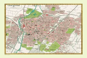 Prints of J105 Leicestershire Prints: Old Map of Leicester 1903 Print