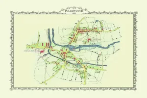 Prints of PL60 Staffordshire Prints: Old Map Print of Polesworth Village near Tamworth 1887